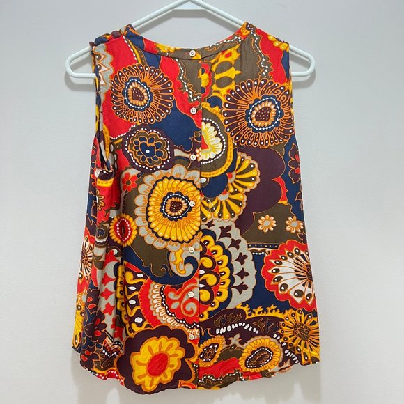 J. Crew Sleeveless Floral Silk Top Size 2 - Picture 2 of 5